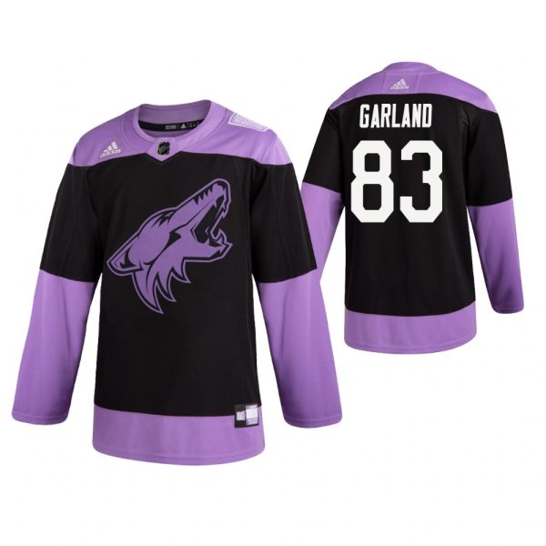 Gorgeous Adidas Coyotes #83 Conor Garland Men's Black Hockey Fights Cancer Practice NHL Jersey