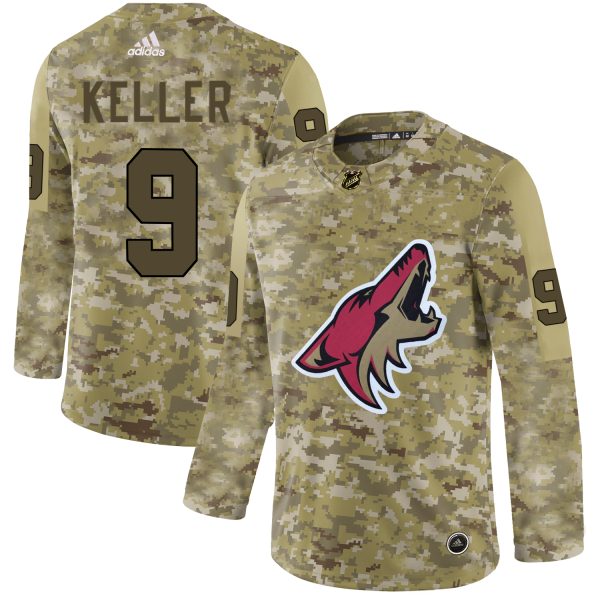 Premium Adidas Coyotes #9 Clayton Keller Camo Authentic Stitched NHL Jersey