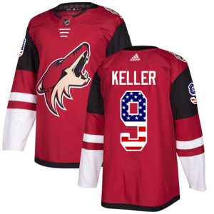 Exquisite Adidas Coyotes #9 Clayton Keller Maroon Home Authentic USA Flag Stitched NHL Jersey