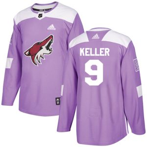 Exceptional Adidas Coyotes #9 Clayton Keller Purple Authentic Fights Cancer Stitched Youth NHL Jersey
