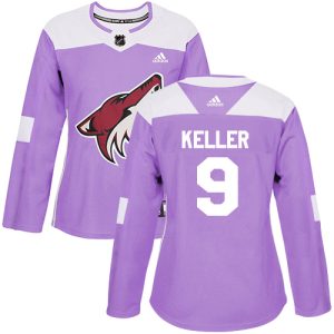 Superior Adidas Coyotes #9 Clayton Keller Purple Authentic Fights Cancer Women's Stitched NHL Jersey