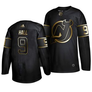 Premium Adidas Devils #9 Taylor Hall Men's 2019 Black Golden Edition Authentic Stitched NHL Jersey