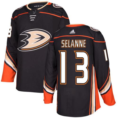 Superior Adidas Ducks #13 Teemu Selanne Black Home Authentic Stitched NHL Jersey
