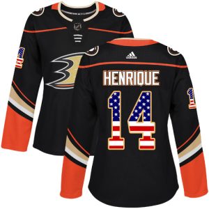 Outstanding Adidas Ducks #14 Adam Henrique Black Home Authentic USA Flag Women's Stitched NHL Jersey