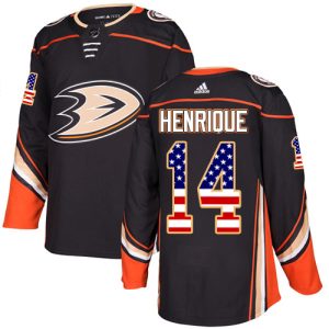 Stunning Adidas Ducks #14 Adam Henrique Black Home Authentic USA Flag Youth Stitched NHL Jersey