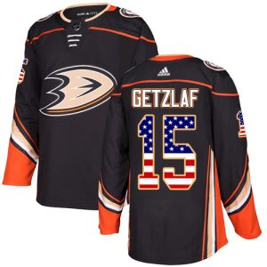 Superior Adidas Ducks #15 Ryan Getzlaf Black Home Authentic USA Flag Stitched NHL Jersey