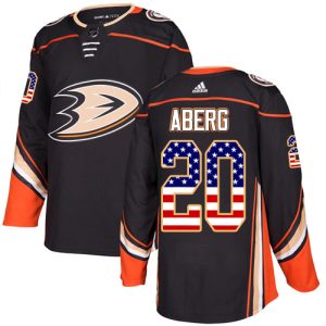 Splendid Adidas Ducks #20 Pontus Aberg Black Home Authentic USA Flag Stitched NHL Jersey