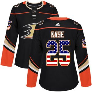 First - rate Adidas Ducks #25 Ondrej Kase Black Home Authentic USA Flag Women's Stitched NHL Jersey
