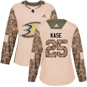 Stunning Adidas Ducks #25 Ondrej Kase Camo Authentic 2017 Veterans Day Women's Stitched NHL Jersey