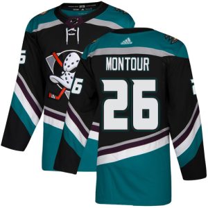 Stunning Adidas Ducks #26 Brandon Montour Black/Teal Alternate Authentic Youth Stitched NHL Jersey
