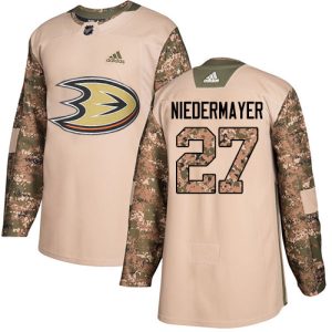 Stunning Adidas Ducks #27 Scott Niedermayer Camo Authentic 2017 Veterans Day Stitched NHL Jersey