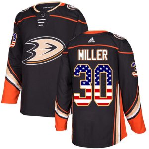 Magnificent Adidas Ducks #30 Ryan Miller Black Home Authentic USA Flag Stitched NHL Jersey