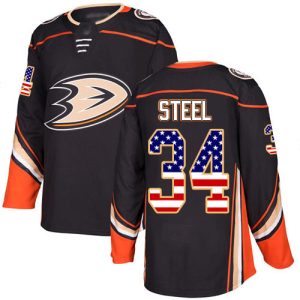First - rate Adidas Ducks #34 Sam Steel Black Home Authentic USA Flag Youth Stitched NHL Jersey