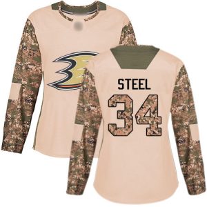 Exquisite Adidas Ducks #34 Sam Steel Camo Authentic 2017 Veterans Day Women's Stitched NHL Jersey
