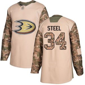Exceptional Adidas Ducks #34 Sam Steel Camo Authentic 2017 Veterans Day Youth Stitched NHL Jersey