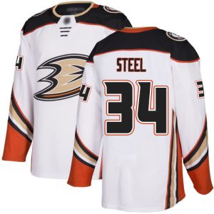 Gorgeous Adidas Ducks #34 Sam Steel White Road Authentic Stitched NHL Jersey