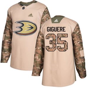 Exceptional Adidas Ducks #35 Jean Sebastien Giguere Camo Authentic 2017 Veterans Day Stitched NHL Jersey