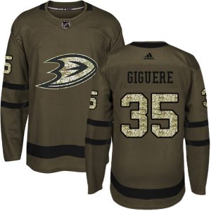 Exceptional Adidas Ducks #35 Jean Sebastien Giguere Green Salute to Service Stitched NHL Jersey
