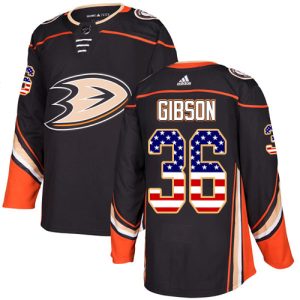 First - rate Adidas Ducks #36 John Gibson Black Home Authentic USA Flag Youth Stitched NHL Jersey