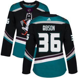 First - rate Adidas Ducks #36 John Gibson Black/Teal Alternate Authentic Women's Stitched NHL Jersey