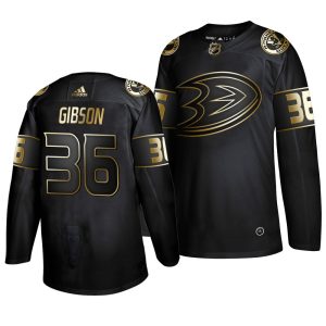 Outstanding Adidas Ducks #36 John Gibson Men's 2019 Black Golden Edition Authentic Stitched NHL Jersey