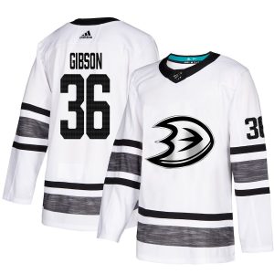 Splendid Adidas Ducks #36 John Gibson White Authentic 2019 All Star Youth Stitched NHL Jersey
