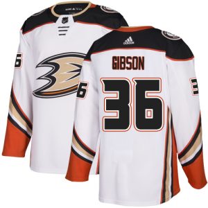 Exceptional Adidas Ducks #36 John Gibson White Road Authentic Stitched NHL Jersey