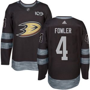 Outstanding Adidas Ducks #4 Cam Fowler Black 1917 2017 100th Anniversary Stitched NHL Jersey