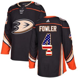 Exquisite Adidas Ducks #4 Cam Fowler Black Home Authentic USA Flag Stitched NHL Jersey