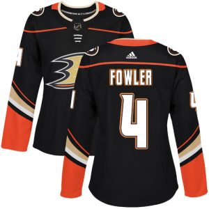 Outstanding Adidas Ducks #4 Cam Fowler Black Home Authentic Women's Stitched NHL Jersey