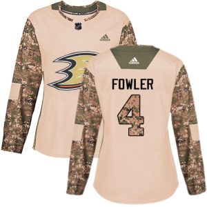 Outstanding Adidas Ducks #4 Cam Fowler Camo Authentic 2017 Veterans Day Women's Stitched NHL Jersey