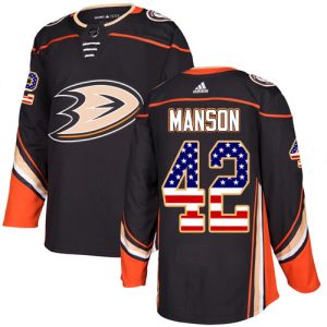 Gorgeous Adidas Ducks #42 Josh Manson Black Home Authentic USA Flag Stitched NHL Jersey