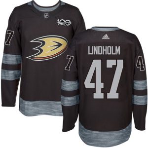 Exquisite Adidas Ducks #47 Hampus Lindholm Black 1917 2017 100th Anniversary Stitched NHL Jersey