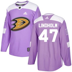 Outstanding Adidas Ducks #47 Hampus Lindholm Purple Authentic Fights Cancer Stitched NHL Jersey