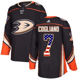 Outstanding Adidas Ducks #7 Andrew Cogliano Black Home Authentic USA Flag Youth Stitched NHL Jersey