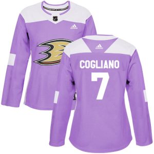 Premium Adidas Ducks #7 Andrew Cogliano Purple Authentic Fights Cancer Women's Stitched NHL Jersey
