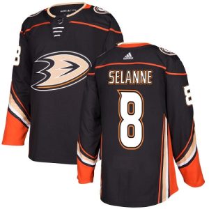 Outstanding Adidas Ducks #8 Teemu Selanne Black Home Authentic Stitched NHL Jersey