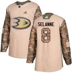 Exceptional Adidas Ducks #8 Teemu Selanne Camo Authentic 2017 Veterans Day Stitched NHL Jersey