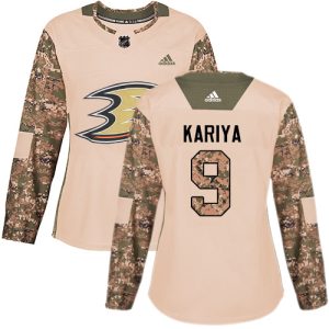 Magnificent Adidas Ducks #9 Paul Kariya Camo Authentic 2017 Veterans Day Women's Stitched NHL Jersey