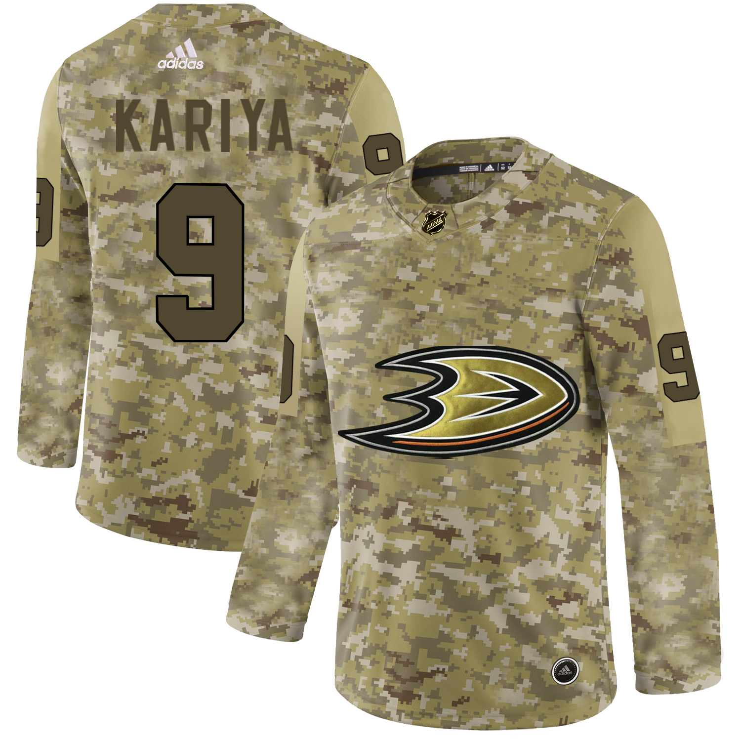 Gorgeous Adidas Ducks #9 Paul Kariya Camo Authentic Stitched NHL Jersey