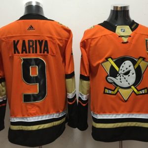 Exquisite Adidas Ducks #9 Paul Kariya Orange Authentic Stitched NHL Jersey