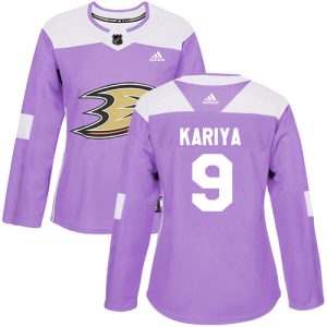 Stunning Adidas Ducks #9 Paul Kariya Purple Authentic Fights Cancer Women's Stitched NHL Jersey