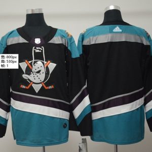 Exceptional Adidas Ducks Blank Black/Teal Alternate Authentic Stitched NHL Jersey
