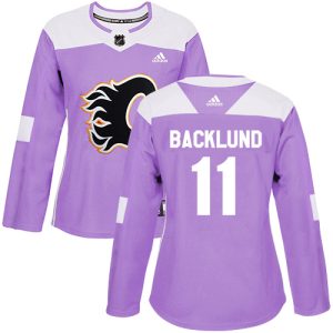 Premium Adidas Flames #11 Mikael Backlund Purple Authentic Fights Cancer Women's Stitched NHL Jersey