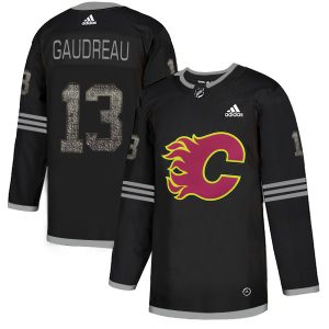 Exceptional Adidas Flames #13 Johnny Gaudreau Black Authentic Classic Stitched NHL Jersey