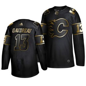 First - rate Adidas Flames #13 Johnny Gaudreau Men's 2019 Black Golden Edition Authentic Stitched NHL Jersey