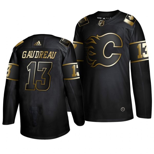 First - rate Adidas Flames #13 Johnny Gaudreau Men's 2019 Black Golden Edition Authentic Stitched NHL Jersey