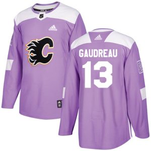 Premium Adidas Flames #13 Johnny Gaudreau Purple Authentic Fights Cancer Stitched Youth NHL Jersey