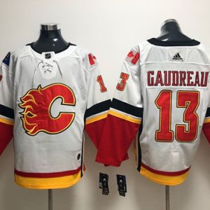 First - rate Adidas Flames #13 Johnny Gaudreau White Road Authentic Stitched NHL Jersey