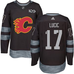 Outstanding Adidas Flames #17 Milan Lucic Black 1917 2017 100th Anniversary Stitched NHL Jersey